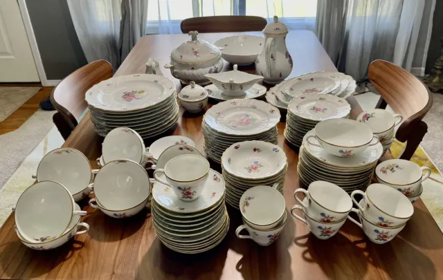 103 Piece Hutschenreuther Dresden Germany Floral China. Pristine