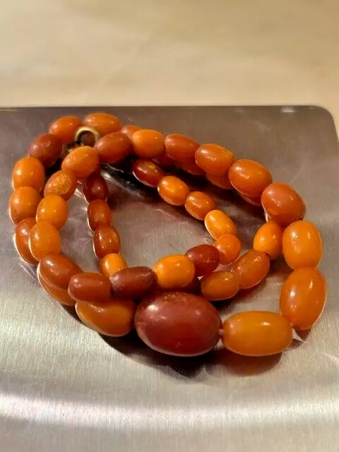 Vintage Egg Yolk Butterscotch Baltic Amber Necklace 13.64g