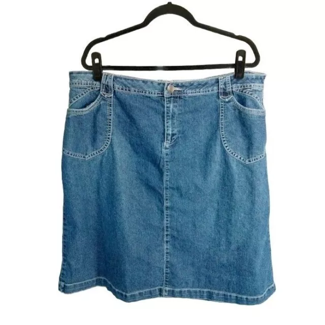 Cato Blue Front & Back Pockets Stretch Denim Skirt Size 20W