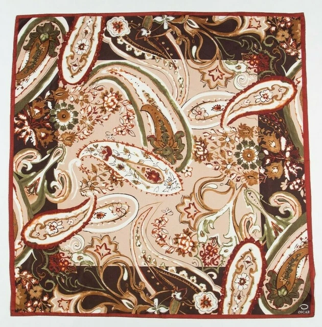 Foulard En Soie 100% Sevini "La Chasse" - Motif Géométrique Multicolore Vintage