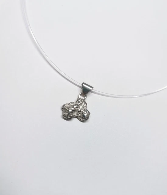 Collier Argent Sterling Cable Avec Pendentif Pépite - Fait Main - Neuf Avec Étiquette