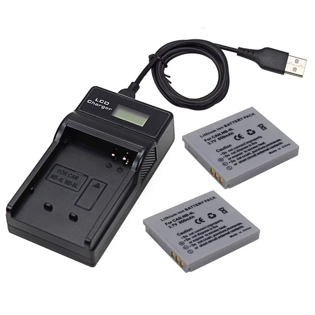 2 batterie NB-4L + caricabatterie USB per Canon PowerShot SD1000 SD750 SD450 IXUS 230