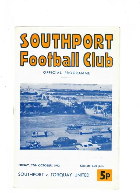 1972/73 Southport v Torquay United Division 4 Football Programme