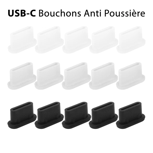 15 Bouchons Anti-Poussière USB-C - Protection Port De Charge - Multi-Couleurs