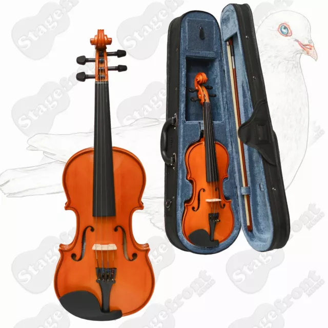 Valencia Violin  Sv110 1/8 Size Violin Outfit. Solid Carved Top With Case - New