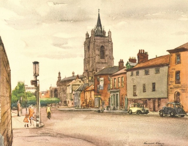 NORWICH. St. Peter Mancroft, from Bethel Street. Norfolk. By Russell Reeve 1947