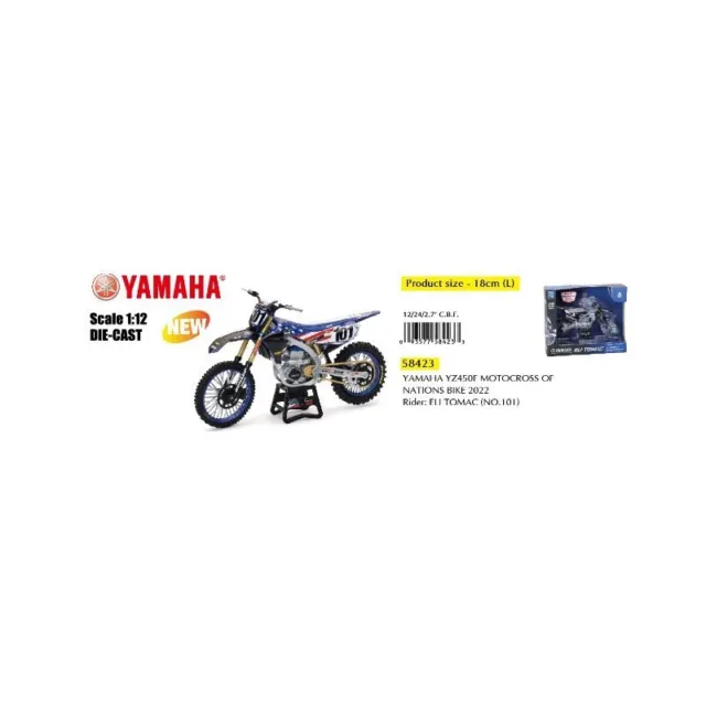 Eli Tomac #101 USA Motocross des Nations Yamaha YZ450F 1:12 Scale New Ray  58423