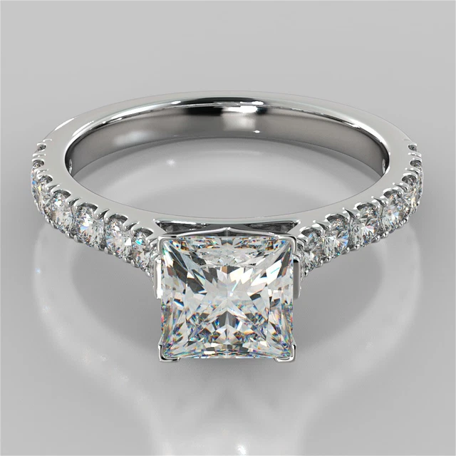 2.32Ct Prinzessin Geschliffen Künstlicher Diamant Braut Verlobungsring 950 Gr.7