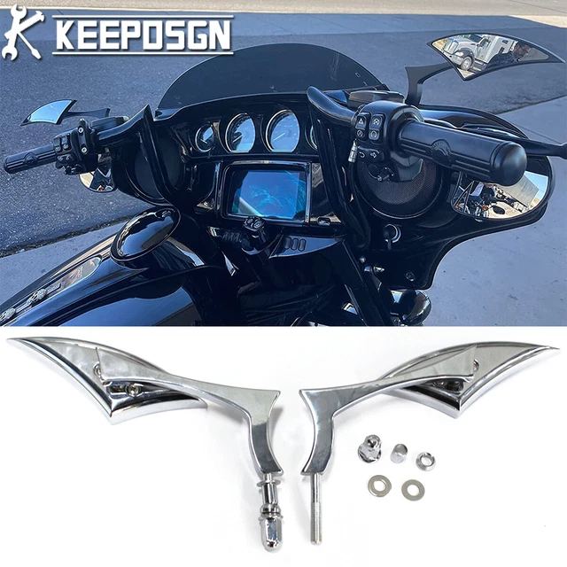 Pair Chrome Side Mirrors Rearview For Harley Dyan Softail Heritage Sportster 883