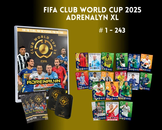 Panini Adrenalyn XL 2025 Club World Cup Trading Cards - Cartellina Portadocumenti + Gameboard + Lista Di Controllo + 10 Buste Booster