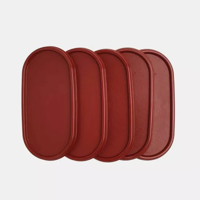 Tupperware Modular Mates Oval Replacement Top Lid Seal #1616 Dark Red Set of 5