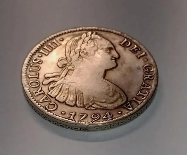 1794Mexico 8 Reales Mo PR Charles IV(Souvenir-Art Coin) 65%Silver Plated~25gr.