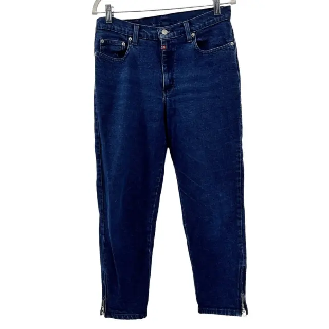 Polo Jeans Co Ralph Lauren Women's Ankle Zip Capri Jeans Blue Stretch Mid Rise 8