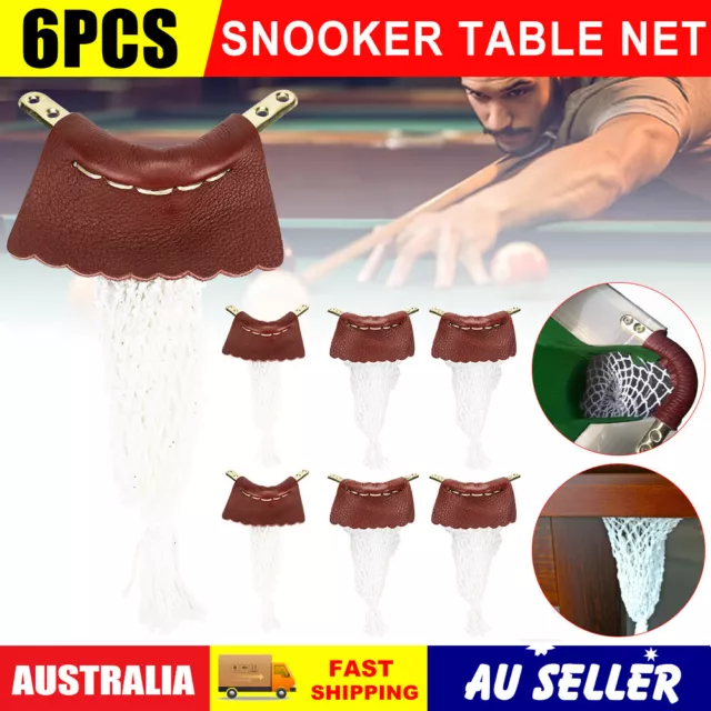 6pcs Leather Snooker Pool Table Pockets Net Set Replacement Billiard Ball Bag AU