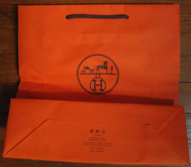 Authentic Hermes Empty Orange Shopping Gift Paper Bag 11.5 x 8.25 x 3.5