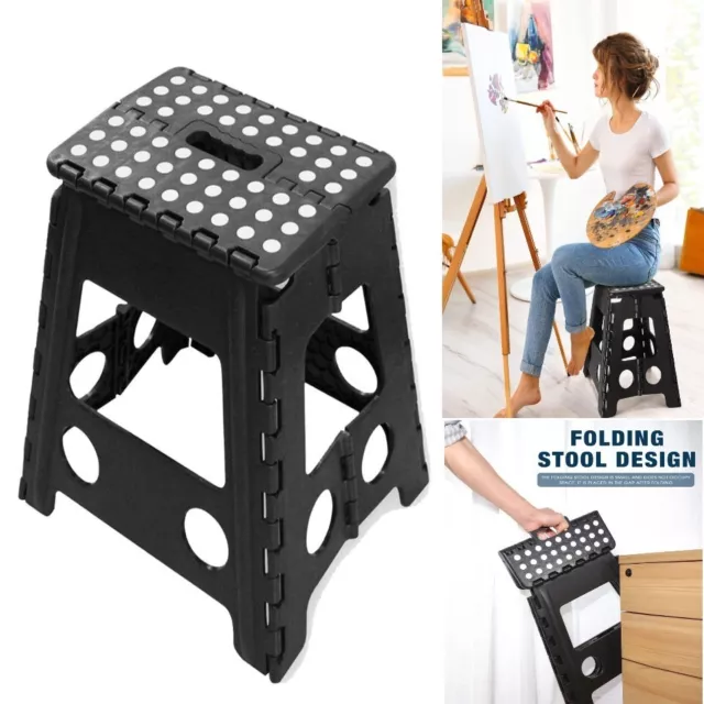 Multi Purpose Plastic Folding Step Stool Home Kitchen Easy Storage Foldable Seat