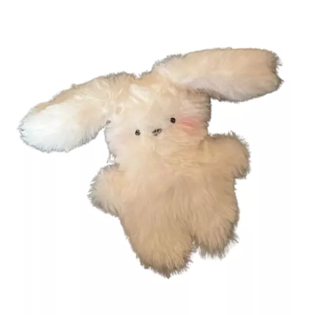 Cute Plush Puppy Keychain Cream Rabbit Plush Doll Pendant DIY Trinket Keychain