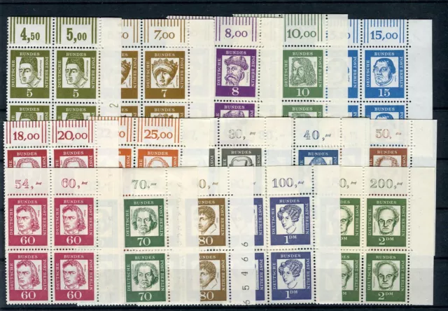 Berlin 199-213 Bedeutende Deutsche Eckrand Viererblock Satz OR postfrisch(G2607)