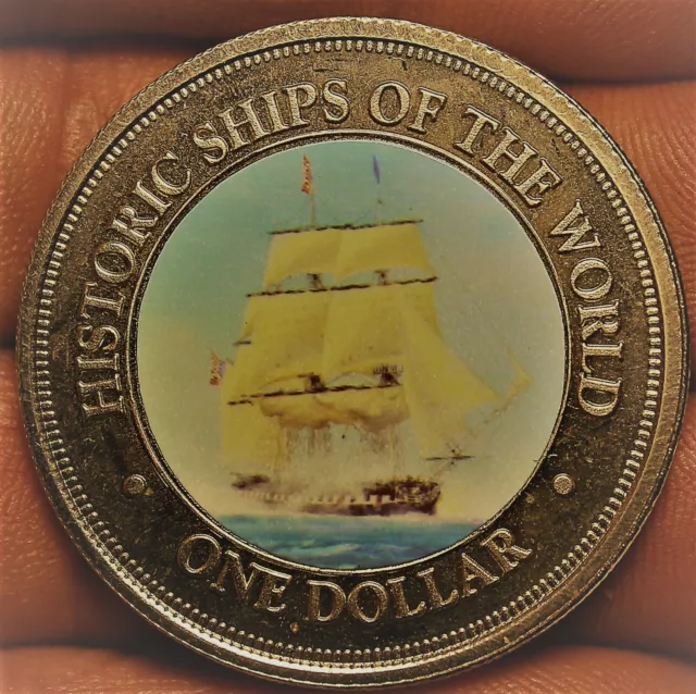 Cook Inseln Dollar,2003 Edelstein UNC ~ Nur Jahr ~ Historic Schiff Constitution
