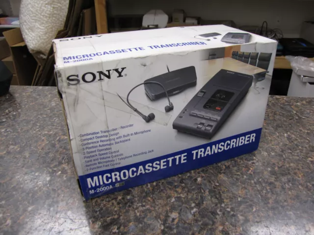 Sony M-2000A Microcassette Transcriber w/ Foot Pedal, Headset & Power Supply NEW