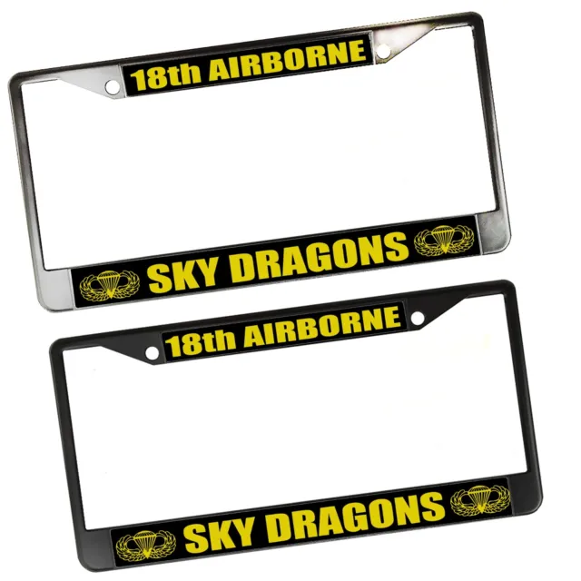 18th Army Airborne Mottos Sky Dragons Paratrooper Parachute Metal License Frames