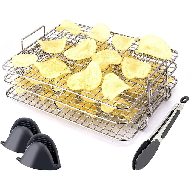 Rack Disidratatore Per Friggitrice Ad Aria Chefman 6.3QT - Set Di 3 Griglie In Acciaio Inox, Per Cottura Versatile E Sana, Lavabile In Lavastoviglie