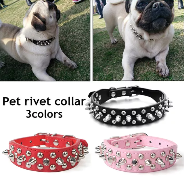 Neues Pu-Leder-Hundehalsband Mit Nieten Mittelgroßes Und Großes O