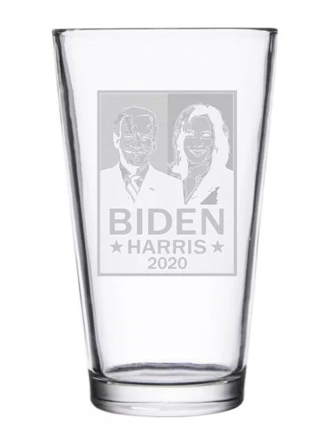 Biden Harris Democrat President Engraved Pint Glasses for Beer, 16 oz Stein New