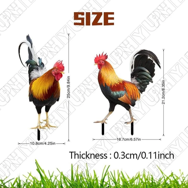 2 Ã Hahn Huhn Statue fÃ1⁄4r Outdoor Garten Hof Dekoration Kunst Figur Skulptur 2