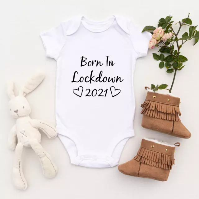 Born In Lockdown 2021 Announcement Baby Grow Baby Bodysuit BabyVest Personalised