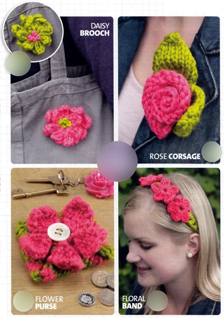 Broche De Crochet Floral Rápido Fácil Skm M11A Patrón De Punto Bolso Corsage Crochet Correa Para El Cabello Floral Rápido Fácil M11A