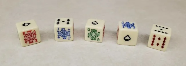 Vintage Poker Game Dice Six Sided White Dice Five Total