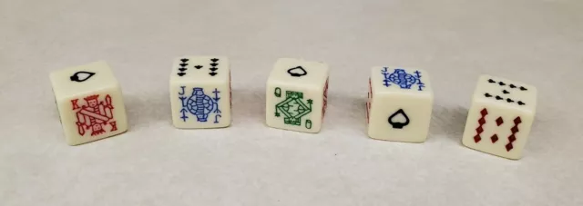 Vintage Poker Game Dice Six Sided White Dice Five Total