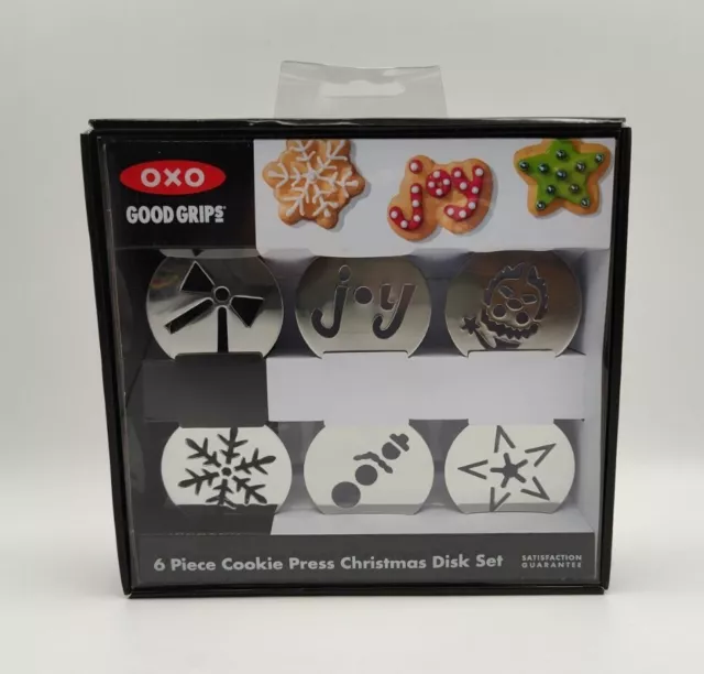 OXO Good Grips 6 Piece Cookie Press Christmas Disk Set New In Box