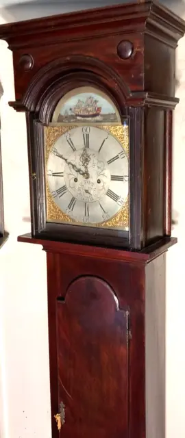 Antique Mahogany Automation  Ship  Brass Dial Longcase / Grandfather Clock