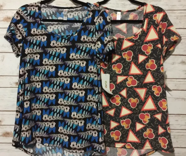 NWT LuLaRoe Lot Of 2 Size S Small CLASSIC T’s Disney Minnie Ombré & Triangles