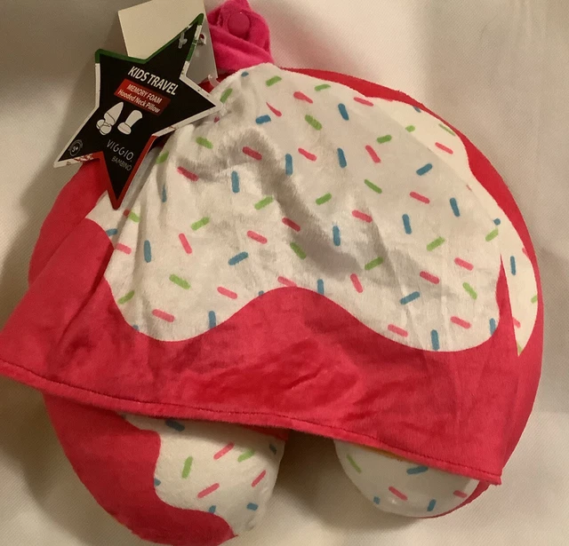 donut shape, pink kids travel Pink memory foam hooded neck pillow