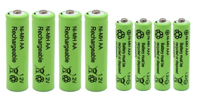 4x AAA 800mah / AA 2500mah NiMH aufladbare Batterien Akku