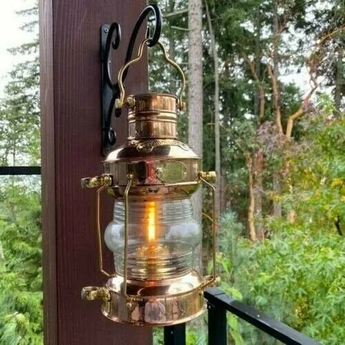 Brass & Copper Anchor Oil Lamp Nautical-Maritime Ship Lantern Boat Light Gifting