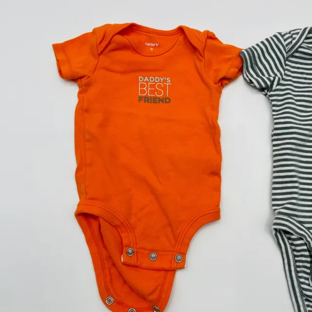 Carters Baby Infant Boys Size 3 Months 2 Piece Short Sleeve Bodysuit Lot 1595 2