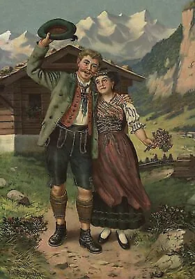 Alpenrosen von Josef Ringeisen Genrebild Jagdbild um 1895 Wilderer A3 026