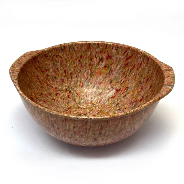 Vintage 8" Melamine Confetti Handled Mixing Bowl Brown