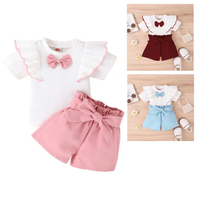Kids Baby Girls Ruffle T-Shirt Tops Shorts Set Toddler Summer Outfits Clothes