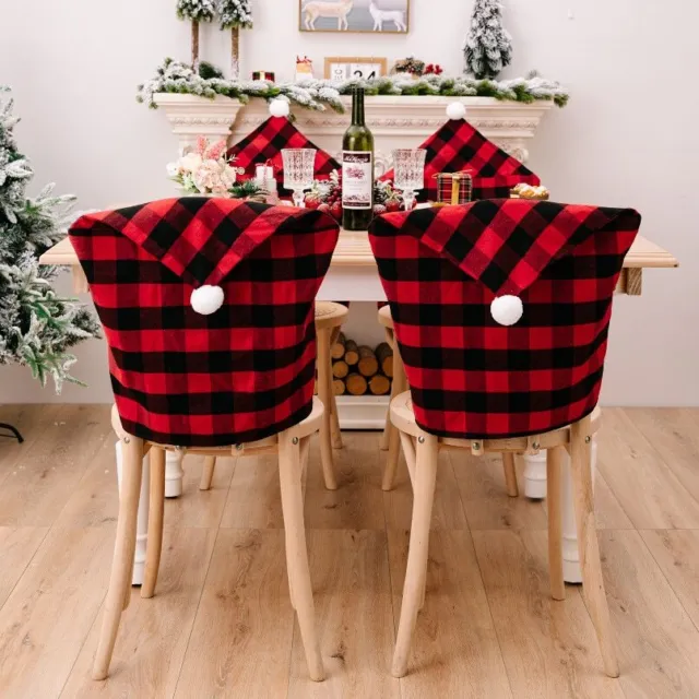 1 / 4 / 6pcs Party Dining Chair Cover Christmas Decor Slip Seat Covers Slipcover
