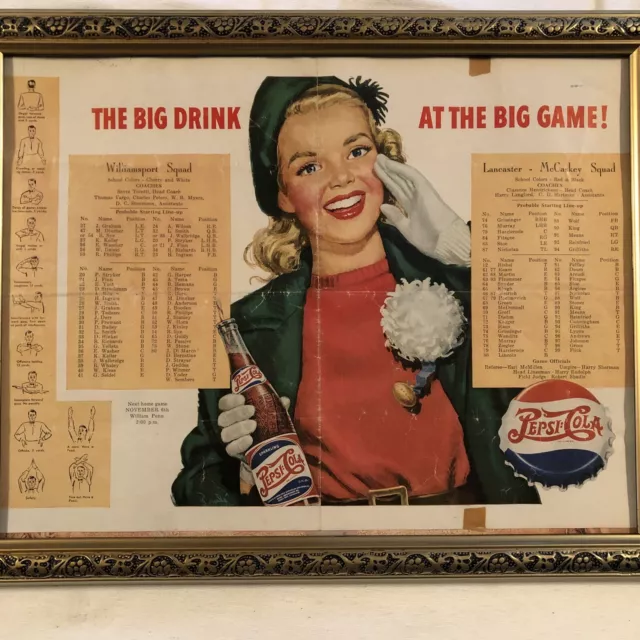 Vintage Double Dot PepsiCola Advertising Football Program Lancaster McCaskey
