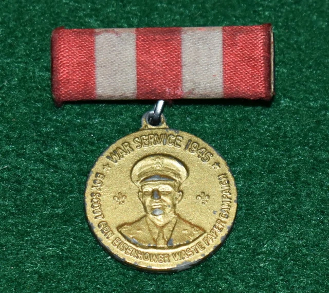 VINTAGE BOY SCOUT 1945 Eisenhower Ww Ii Waste Paper Award Medal 19.