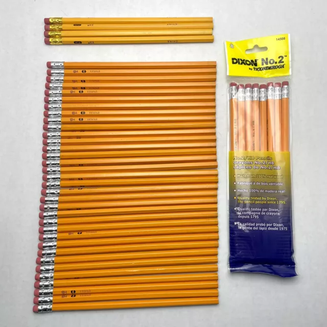 Lot of 46 HB 2 Wood Pencils - 8 Dixon Ticonderoga, 8 Jot, 30 Staples Brand