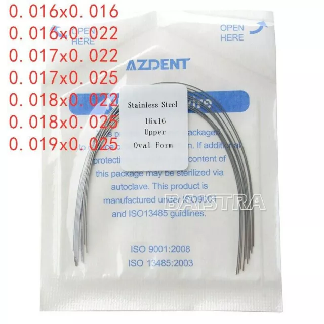 1x Dental Ortho Arch Wires Ovoid Rectangular Stainless Steel 10pc/pack AZDENT