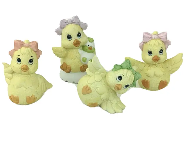Vintage Lot of 4 Ceramic Yellow Baby Chick Figurines