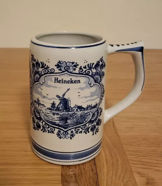Heineken x Delft Blue Beer Stein Tankard Jug Mug GKB Handscreened Vintage 1970's